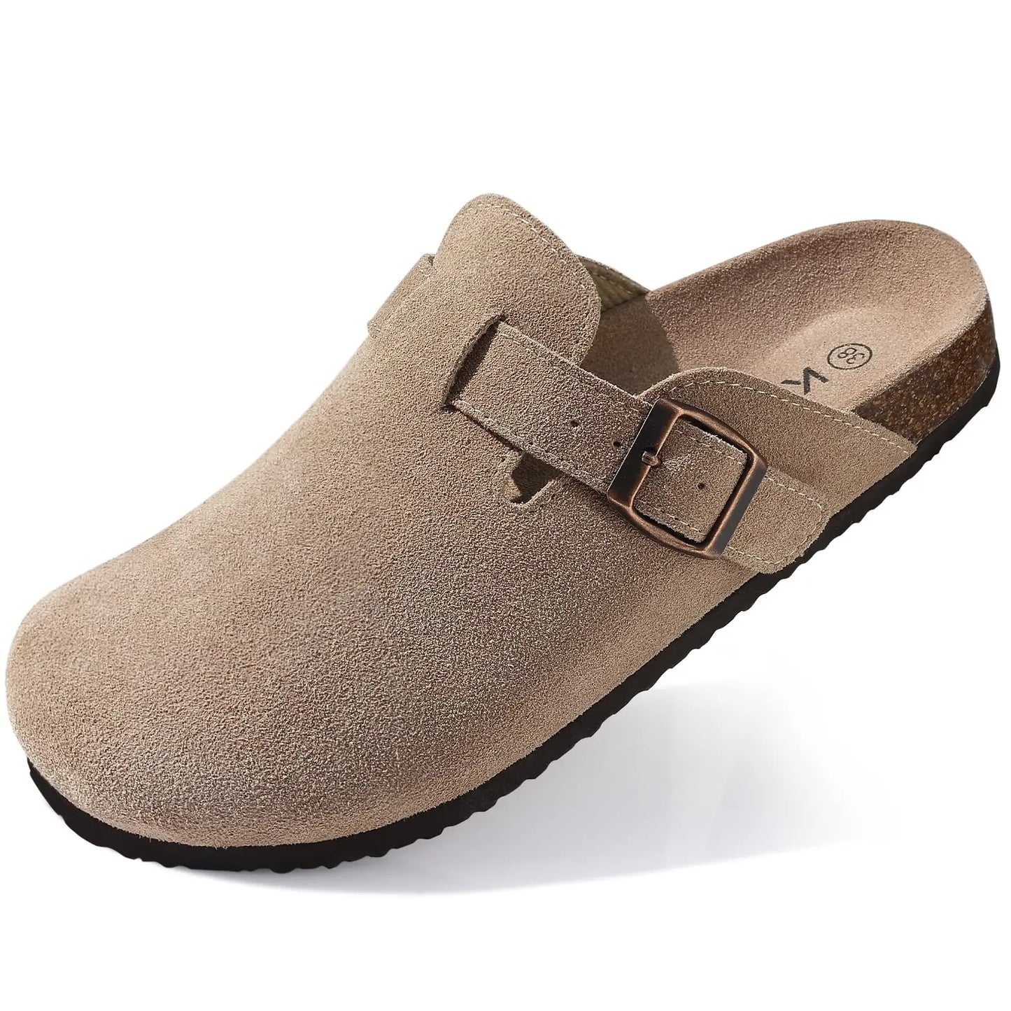KIDMI Suede Clogs for Women Men Mules Cork Footbed